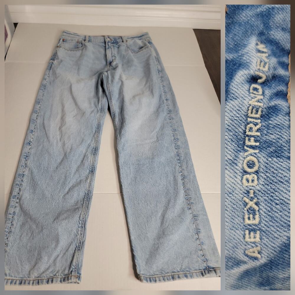 American Eagle Jeans Womens SZ 8 AE Ex Boyfriend Embellished Drapey 90's Y2K